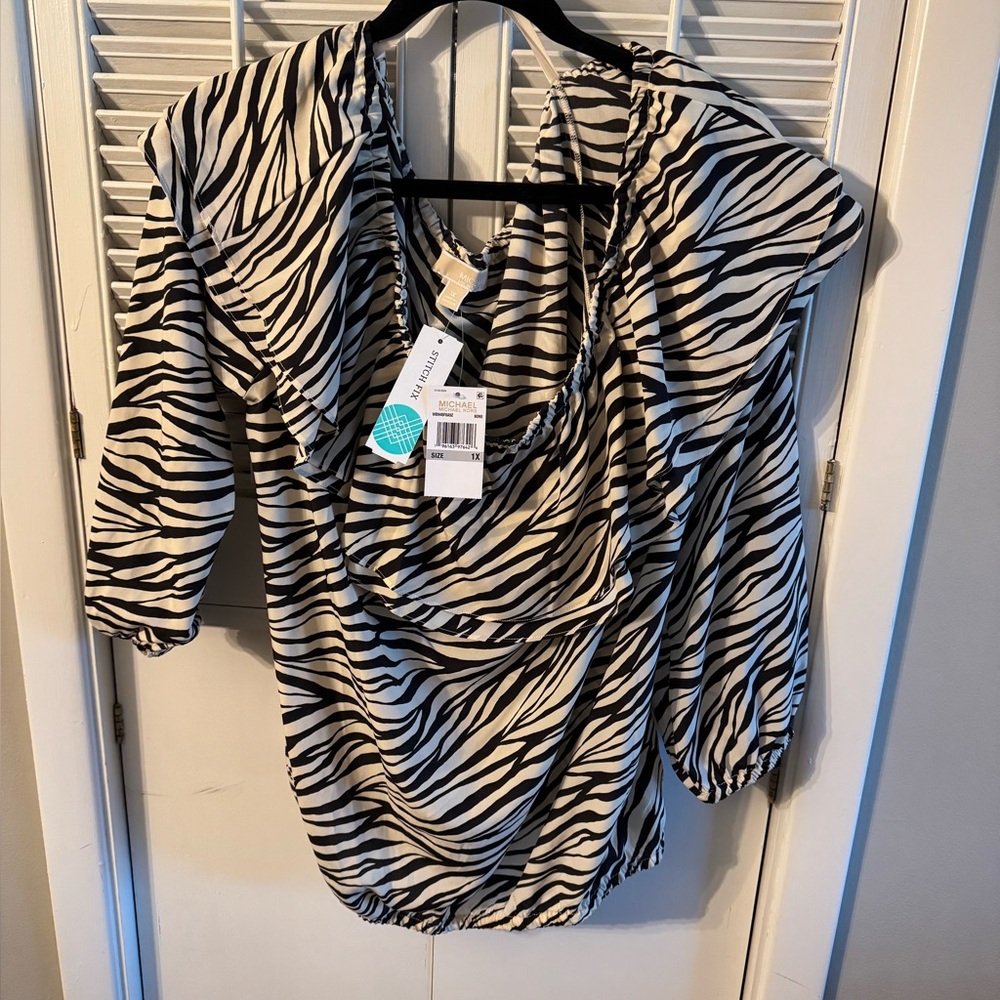 Michael Kors Black and White Zebra Print Blouse